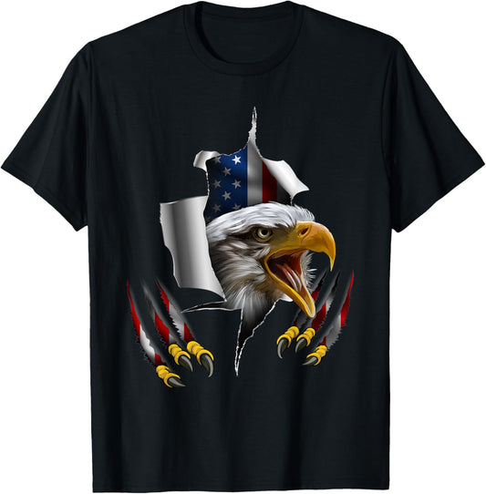 Patriotic USA Bald Eagle 4th of July Flag Vintage T-Shirt - T-Shirt | Black