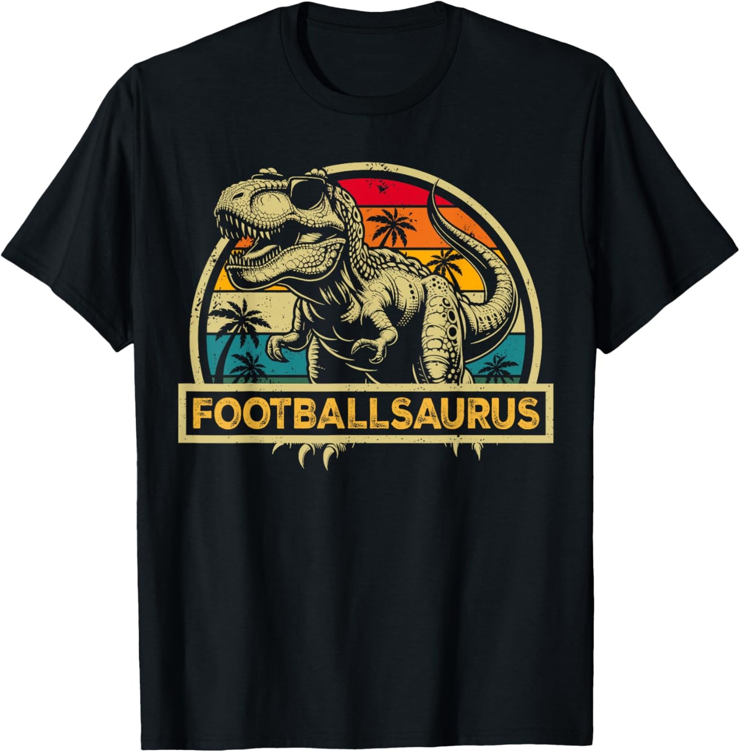 Footballsaurus TRex Dinosaur Football Saurus Family Matching T-Shirt - T-Shirt | Black