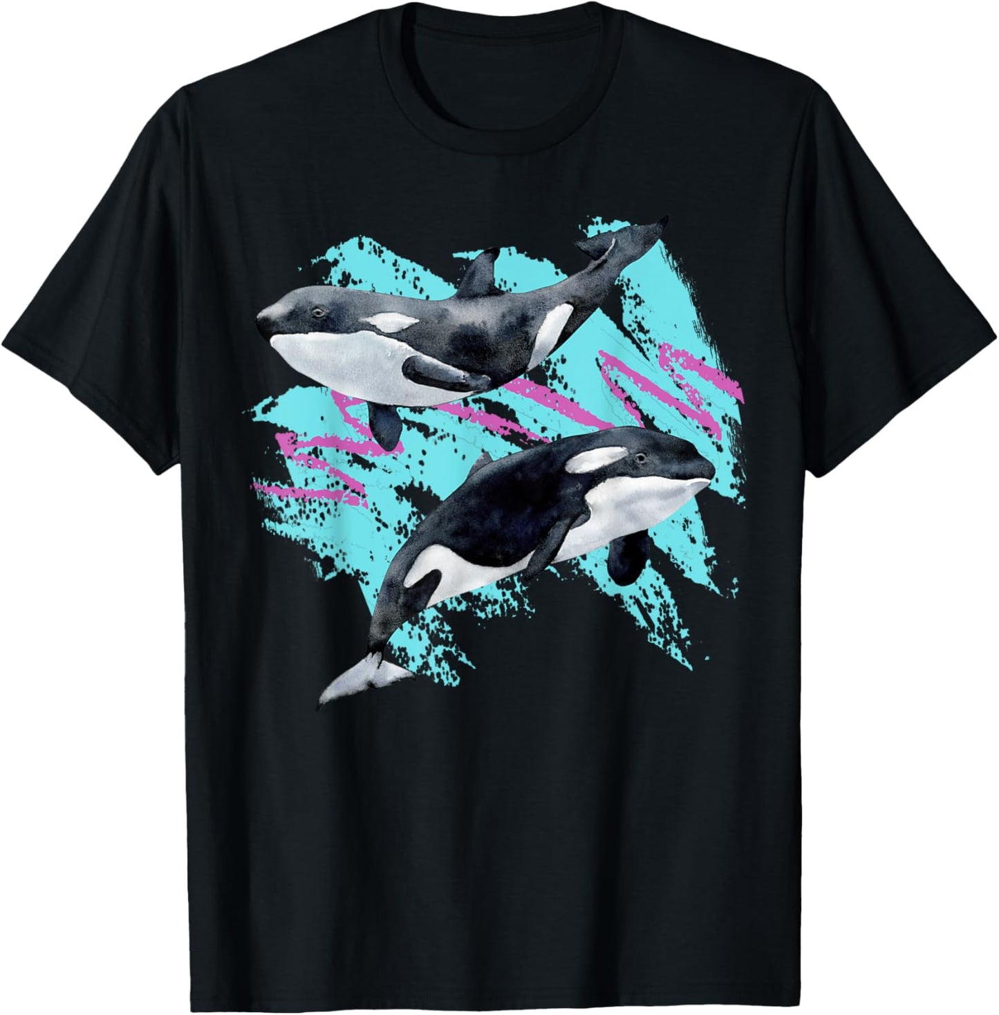 Save Whales 90s Ocean Animals Chart Mammals Guide Orca Eco T-Shirt - T-Shirt | Black