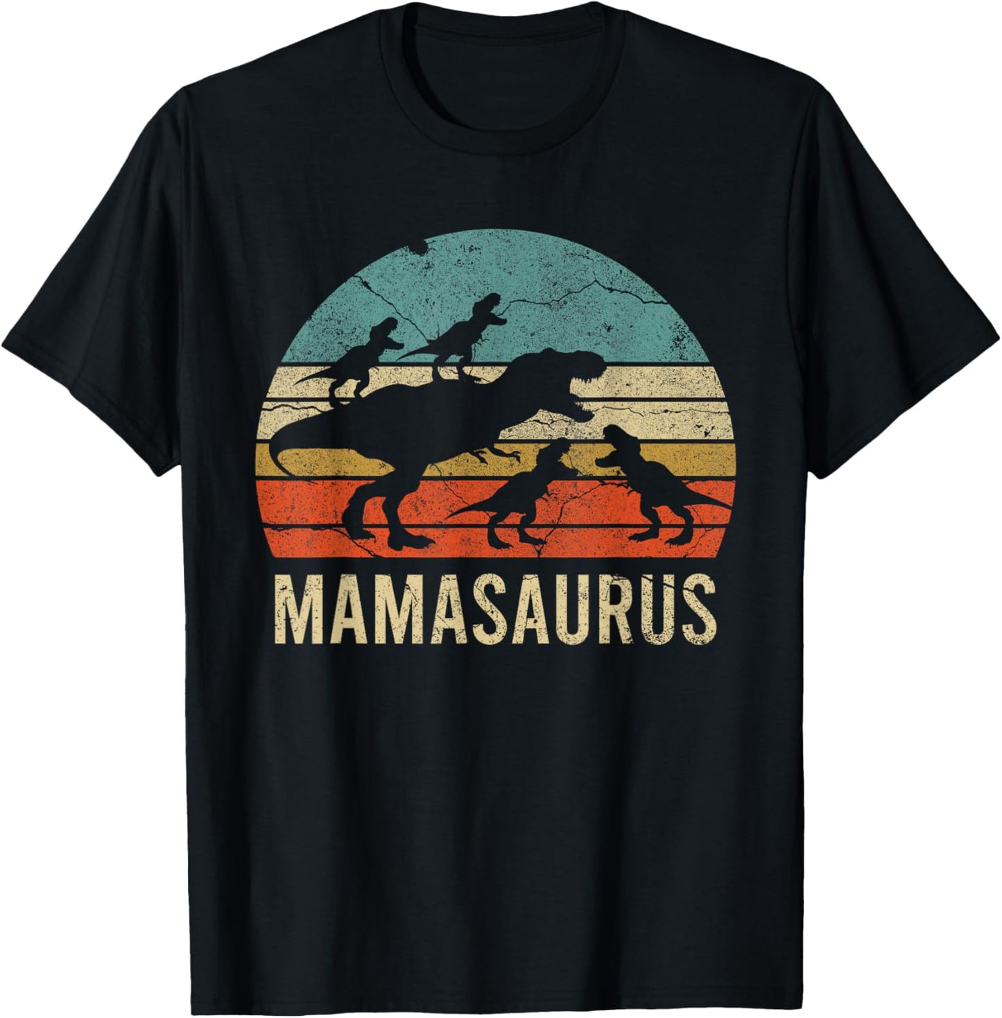Mommy Mom Mama Dinosaur Funny 4 Four kid Mamasaurus Diy Gift T-Shirt - T-Shirt | Black
