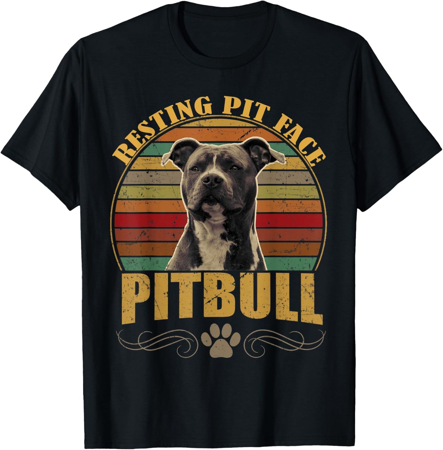 Resting Pit Face Pitbull Dog Owners Vintage Pitbull Dog Gift Men Women Kids T-Shirt - T-Shirt | Black