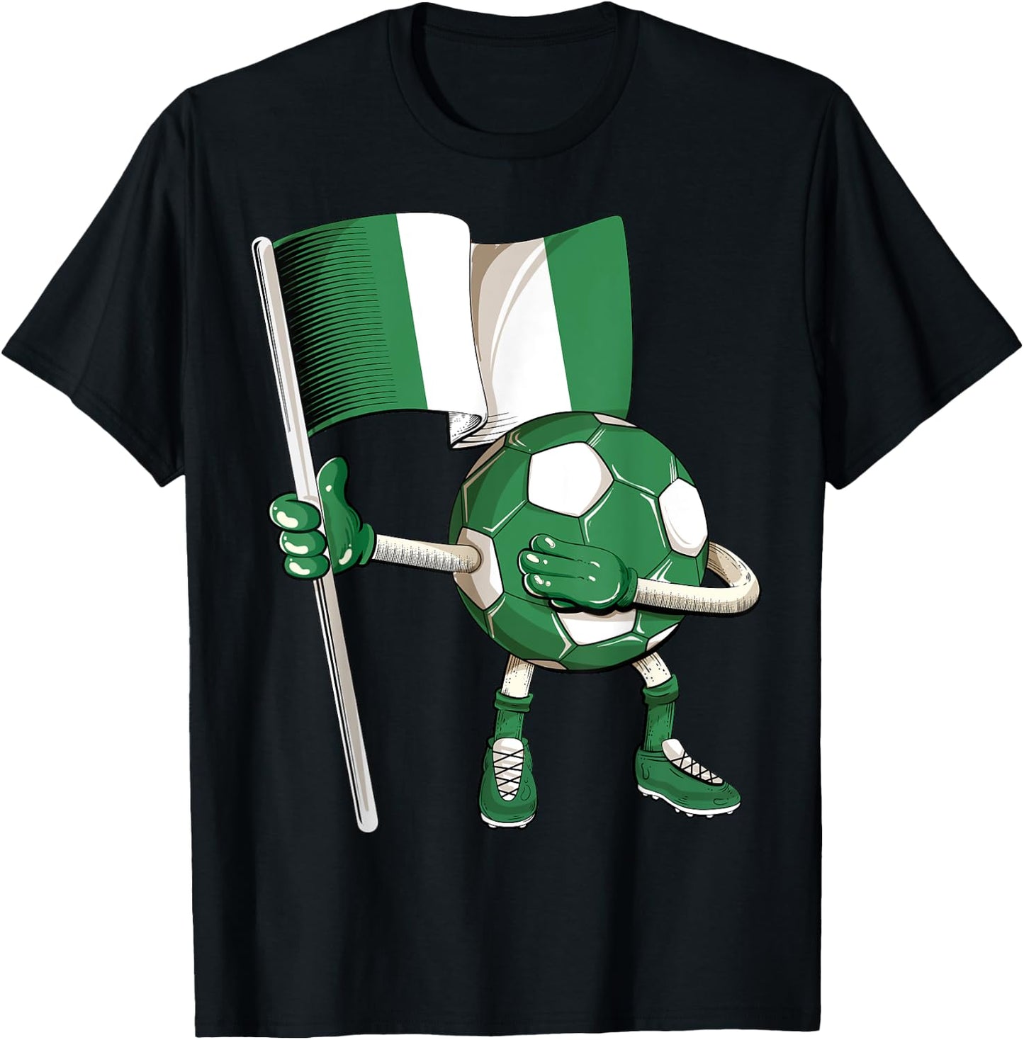 Nigeria Soccer Jersey Nigeria Flag Football Dab Funny T-Shirt - T-Shirt | Black