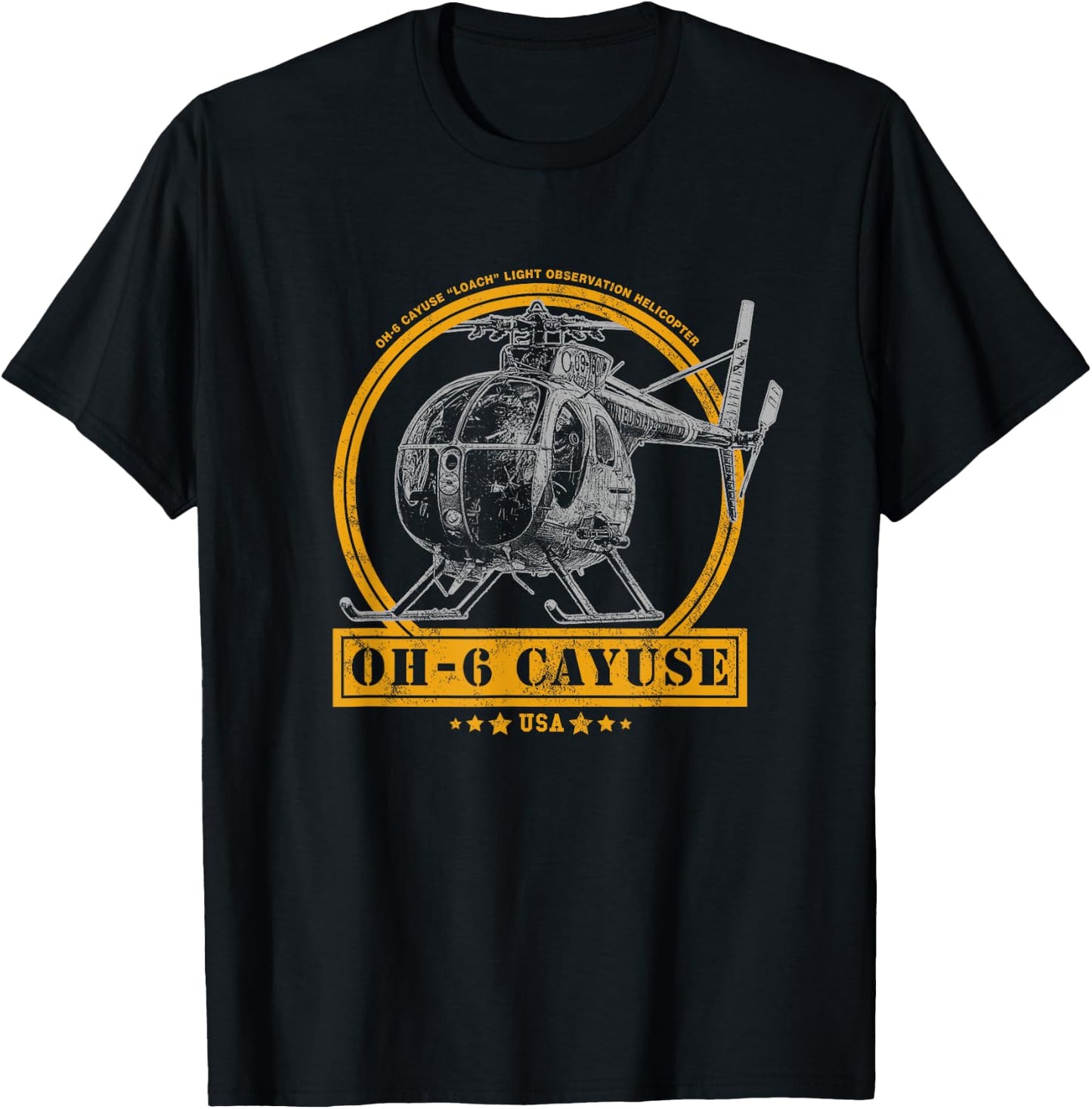 OH-6 "Loach" Cayuse Helicopter T-Shirt - T-Shirt | Black