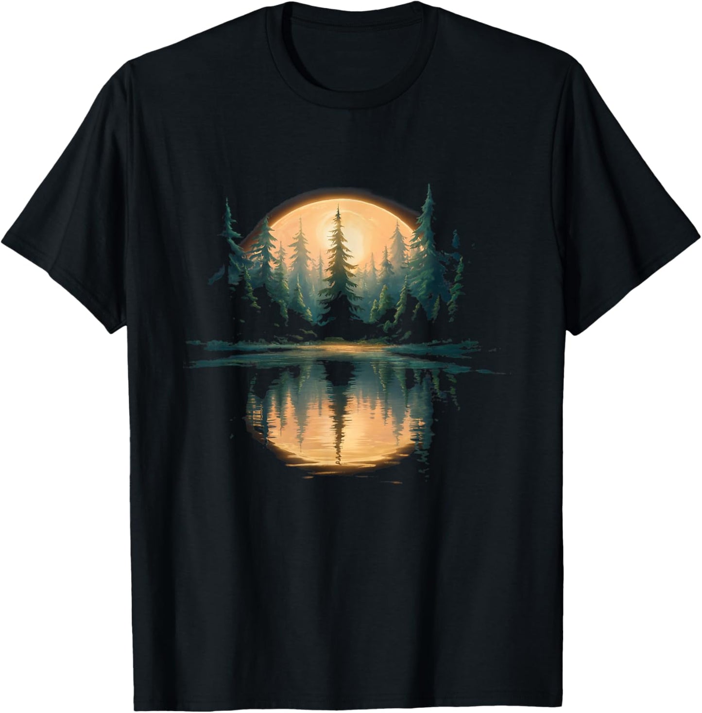 Wildlife Trees Outdoors Nature Retro Forest Graphic T-Shirt - T-Shirt | Black