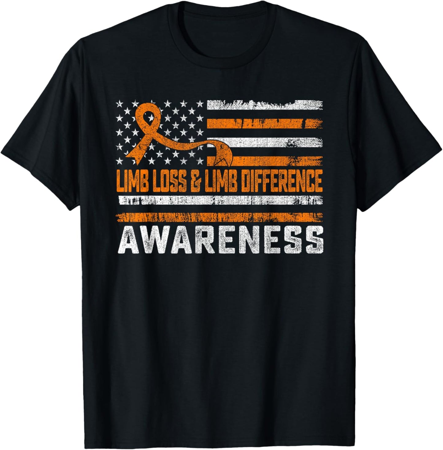 Limb Loss and Limb Difference Awareness Month USA Flag T-Shirt - T-Shirt | Black