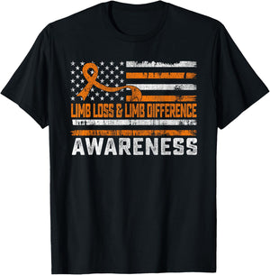 Limb Loss and Limb Difference Awareness Month USA Flag T-Shirt - T-Shirt | Black
