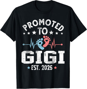 Vintage Promoted To Gigi EST. 2025 T-Shirt - T-Shirt | Black