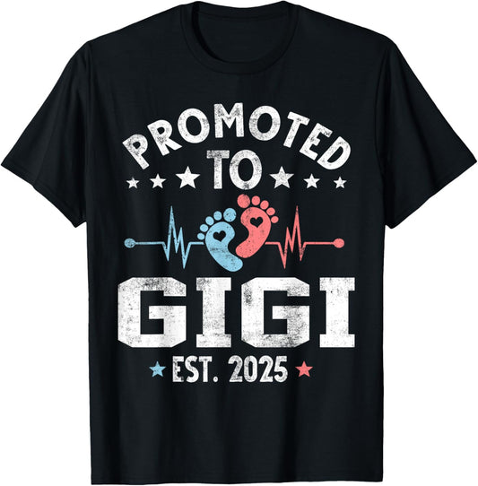Vintage Promoted To Gigi EST. 2025 T-Shirt - T-Shirt | Black