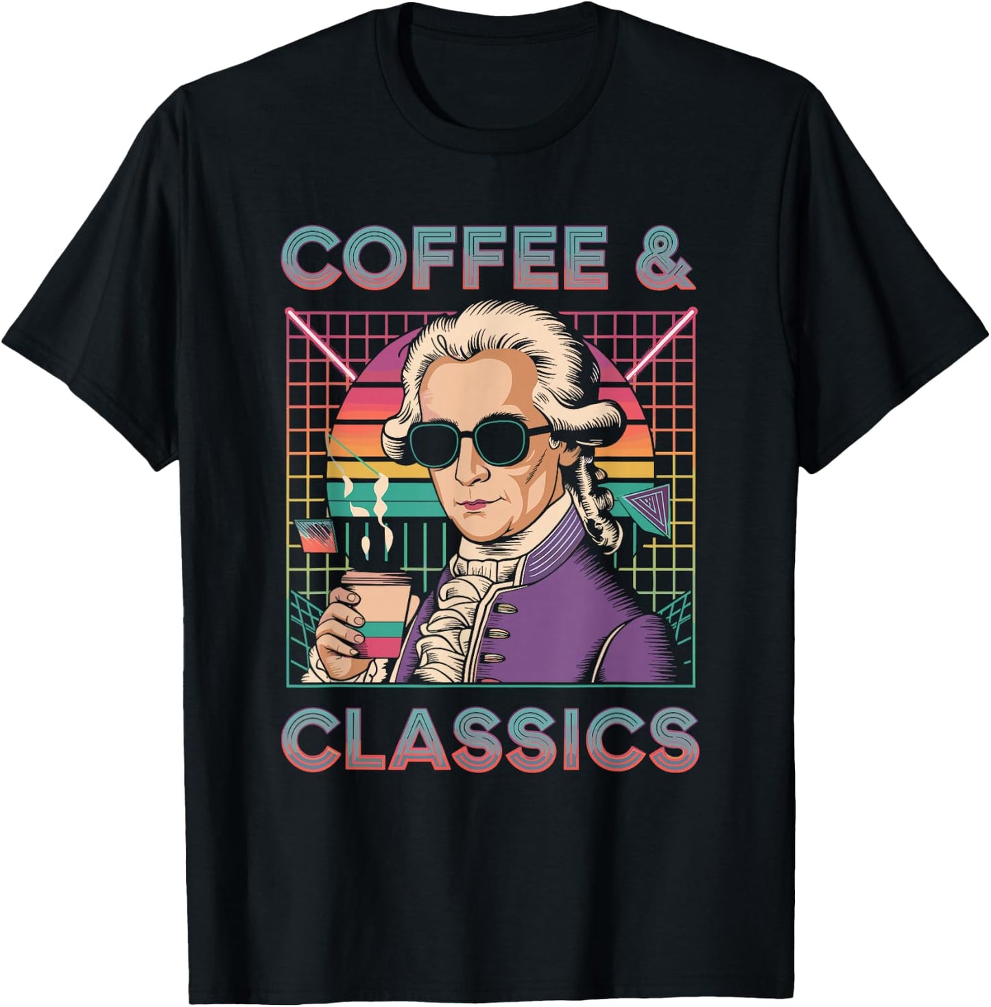 Wolfgang Amadeus Mozart Quote Coffee & Classical Music Lover T-Shirt - T-Shirt | Black