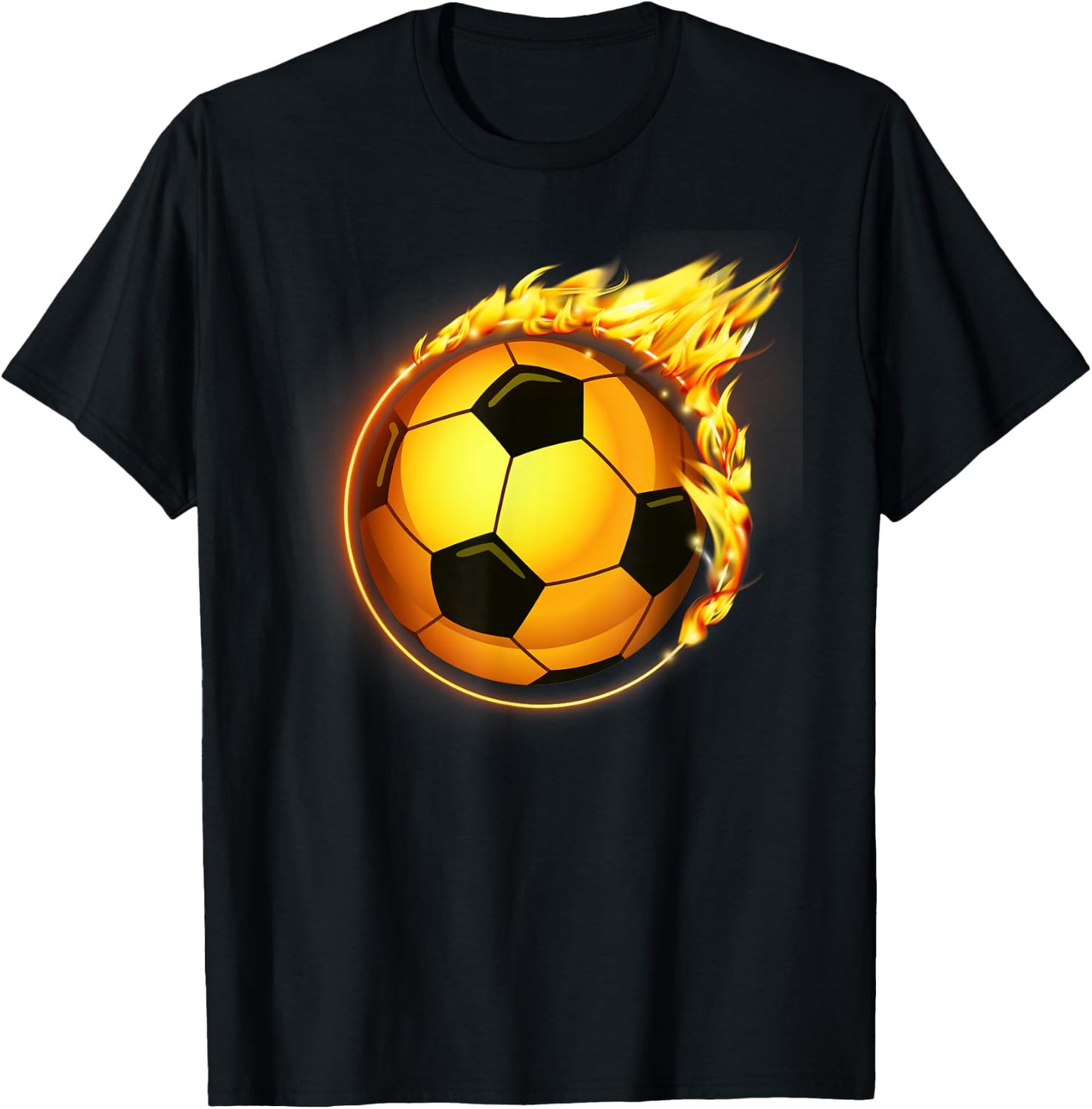 Flaming Soccer Ball Flames Soccer Goal T-Shirt - T-Shirt | Black
