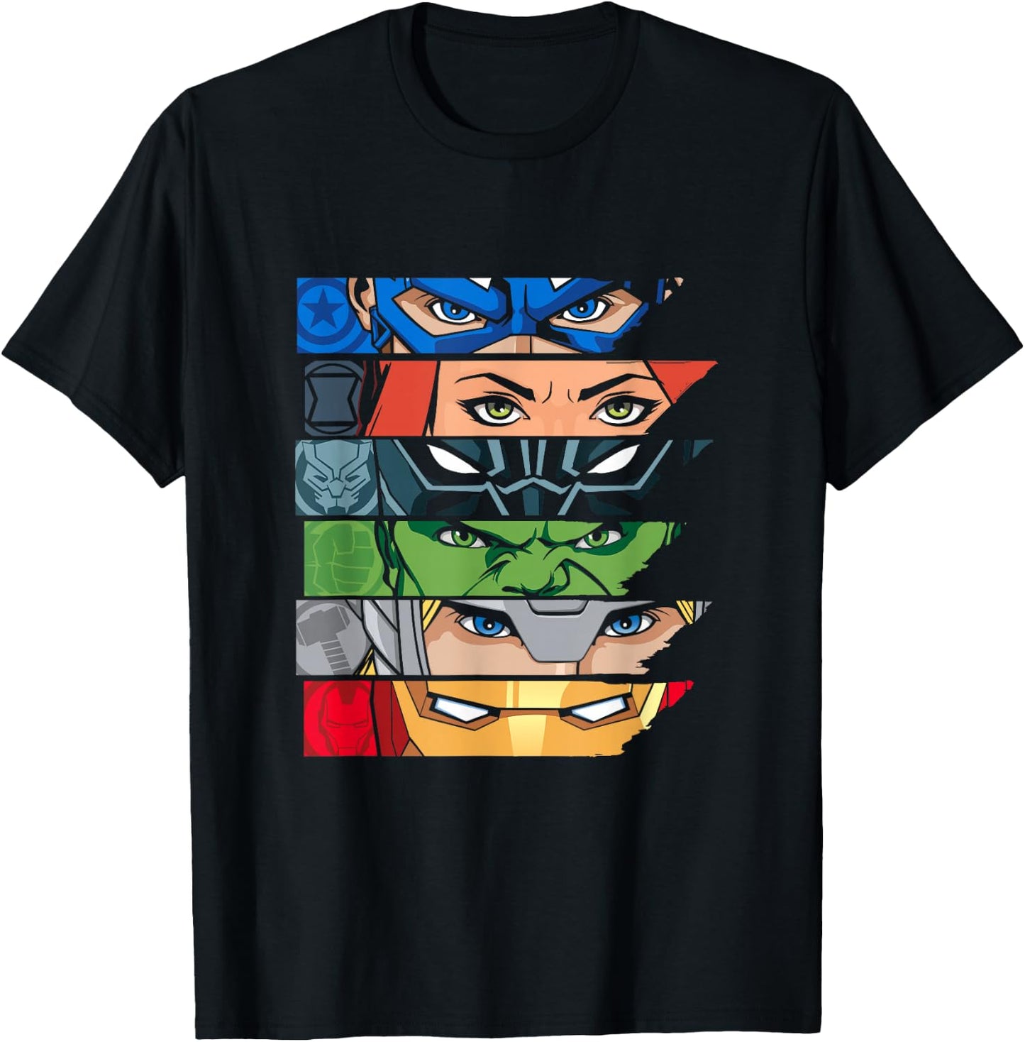 Marvel Avengers Super Hero Eyes Black T-Shirt - T-Shirt | Black