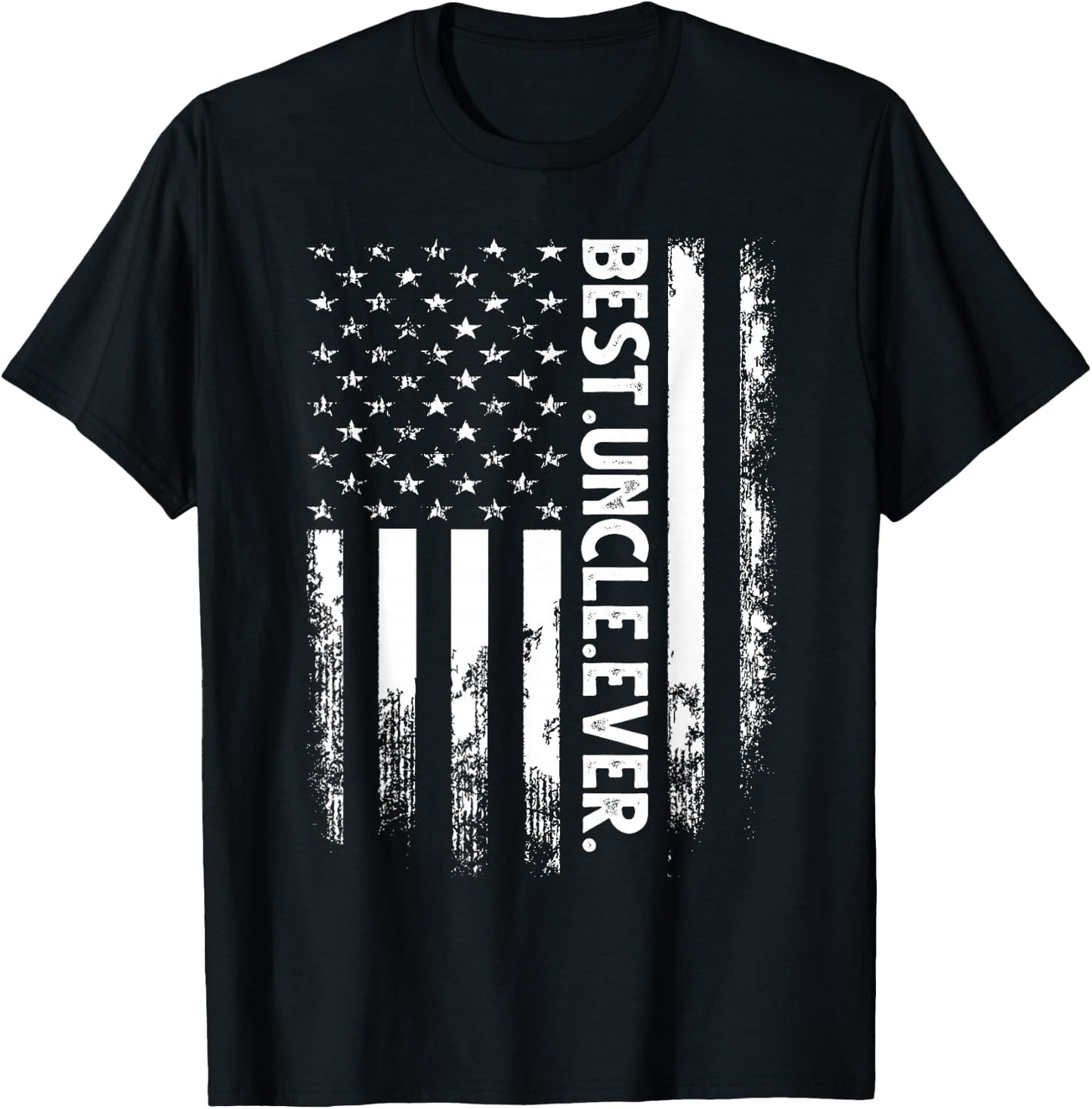 Best Uncle Ever American Flag Christmas T-Shirt - T-Shirt | Black