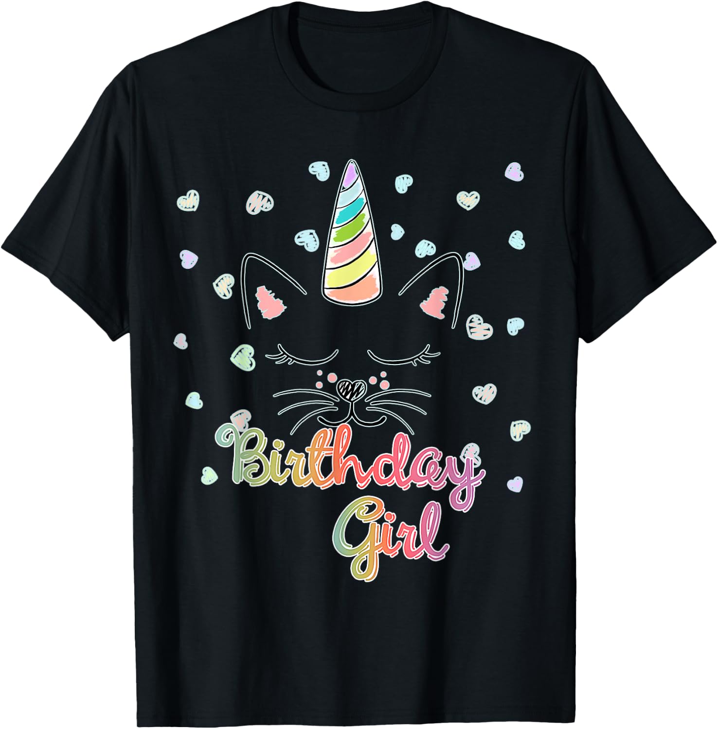 Caticorn Unicat Birthday Party Girl Shirt T-Shirt - T-Shirt | Black