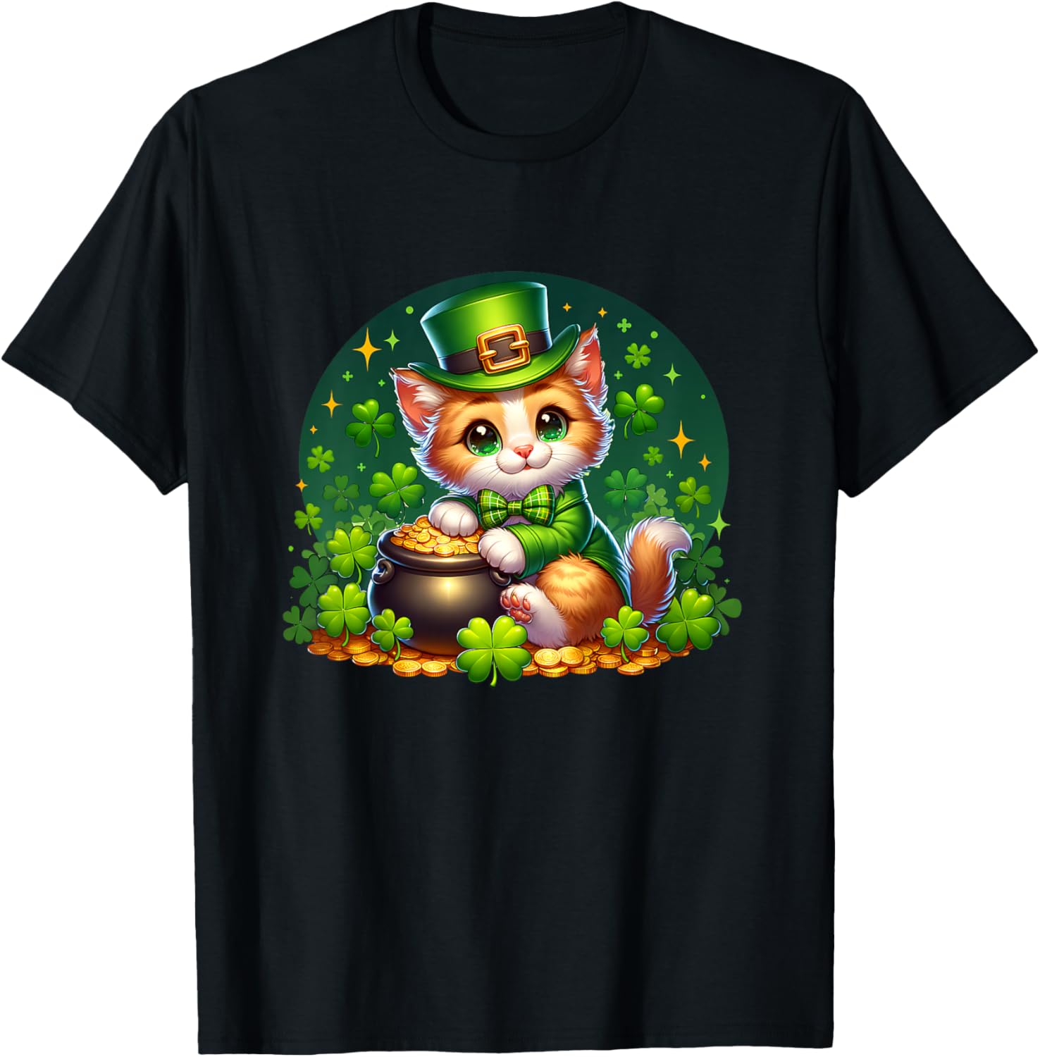Kids St. Patrick's Day Cat Leprechaun Kitten Irish Toddler Girls T-Shirt - T-Shirt | Black