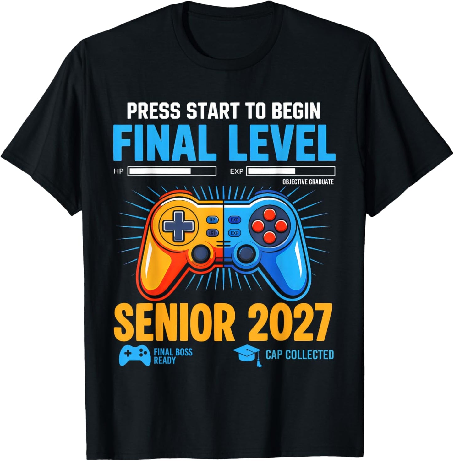 Senior Class of 2027 Back to School Gamer Senior 2027 Boys T-Shirt - T-Shirt | Black