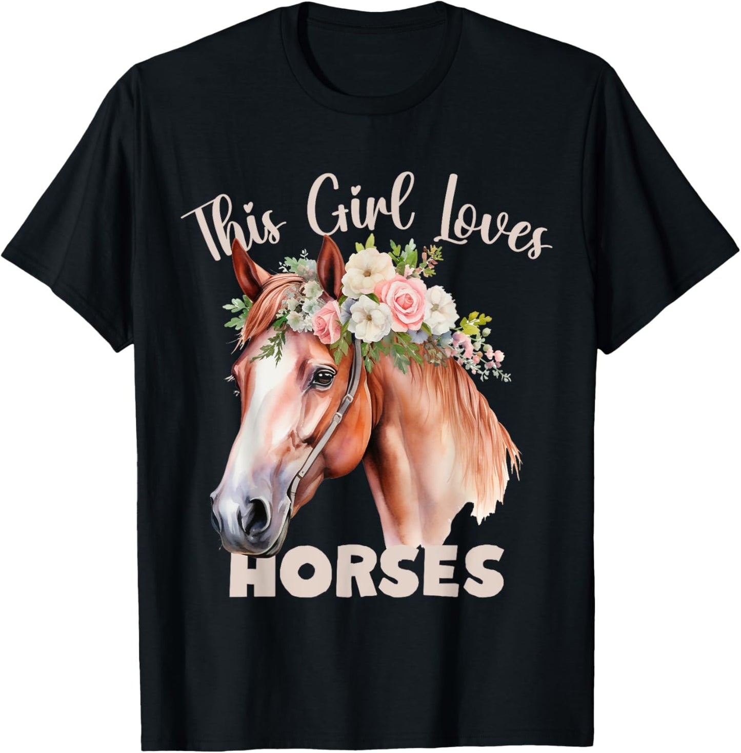 This Girl Loves Horse for Horse or Pony Loving Girls Women T-Shirt - T-Shirt | Black