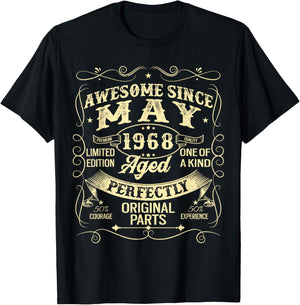 Awesome Since May 1968 Year Of Birth Birthday 1968 Vintage T-Shirt - T-Shirt | Black