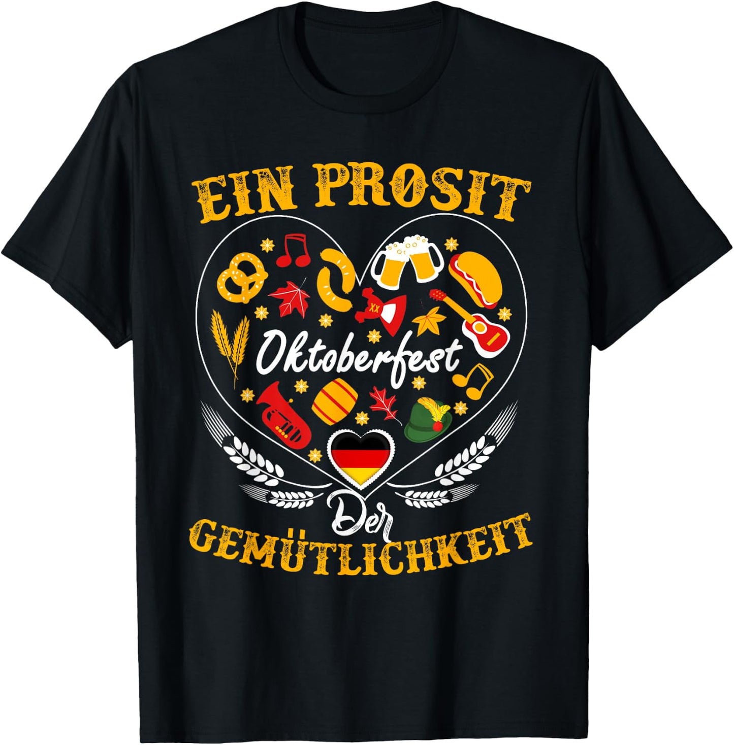 Funny German Oktoberfest "Prosit der Gemuetlichkeit" Gift T-Shirt - T-Shirt | Black