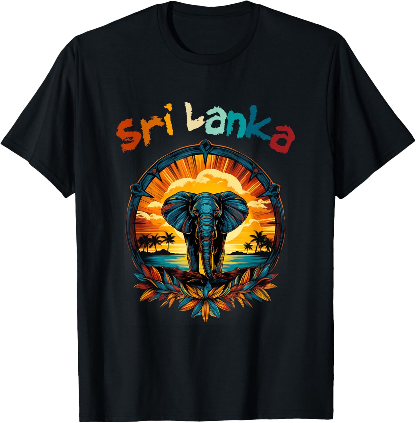 Calming Sri Lanka Elephant: Zen Inspired Buddha Spirituality T-Shirt - T-Shirt | Black