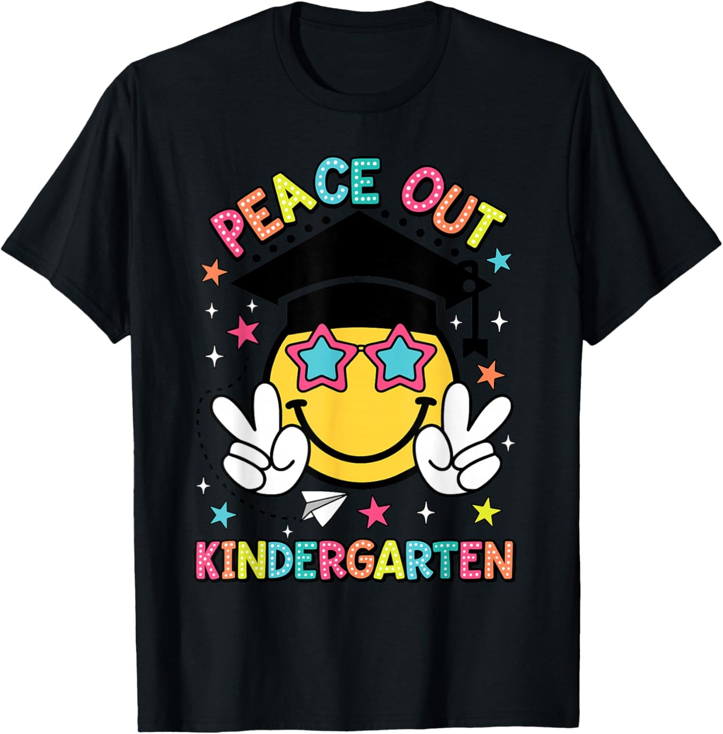 Peace Out Kindergarten Graduation Class Of 2024 Kid Boy Girl T-Shirt - T-Shirt | Black