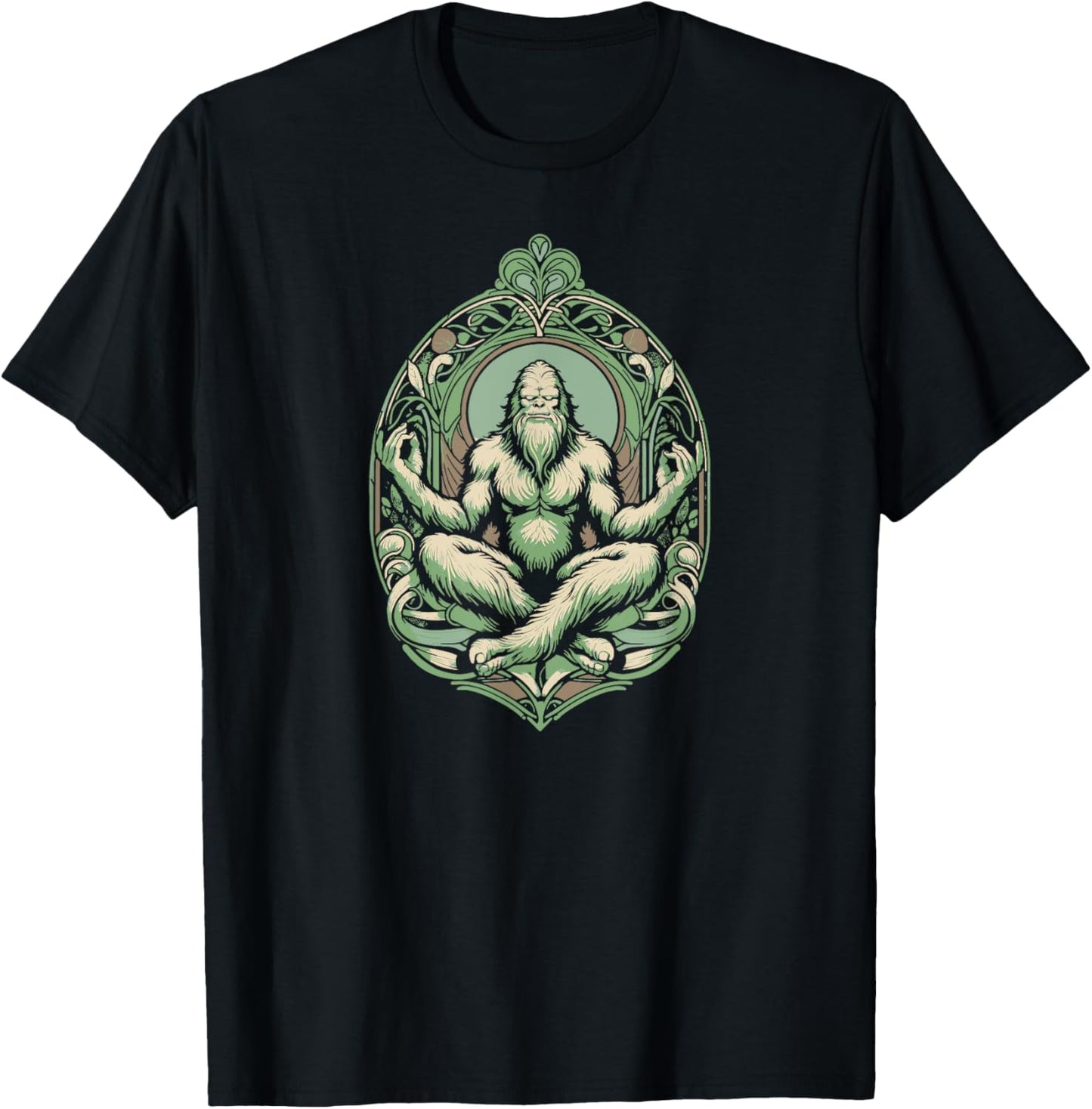 Mindful Sasquatch - Bigfoot Yoga Meditation T-Shirt - T-Shirt | Black