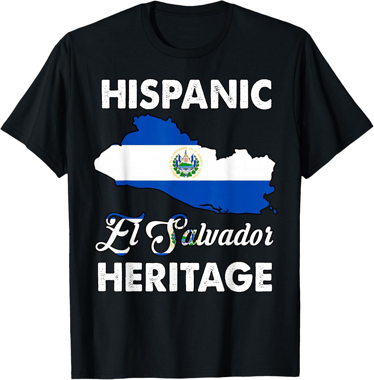 El Salvador Flag Hispanic Heritage Month Salvadorian Pride T-Shirt - T-Shirt | Black