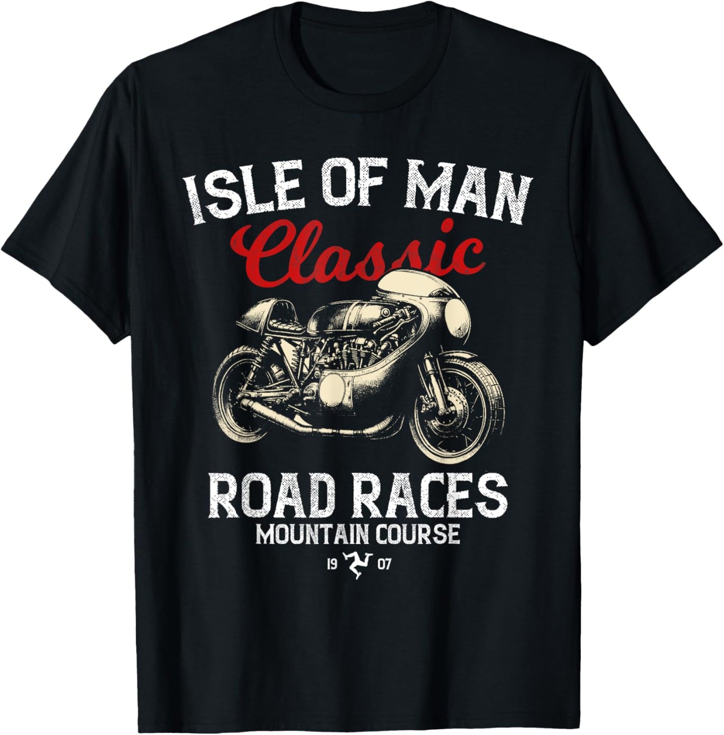 Retro Isle of Man TT Races Vintage Motorcycle Race , Black, S T-Shirt - T-Shirt | Black