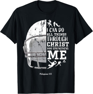 I Can Do All Things Through Christ Football Philippians 4:13 T-Shirt - T-Shirt | Black