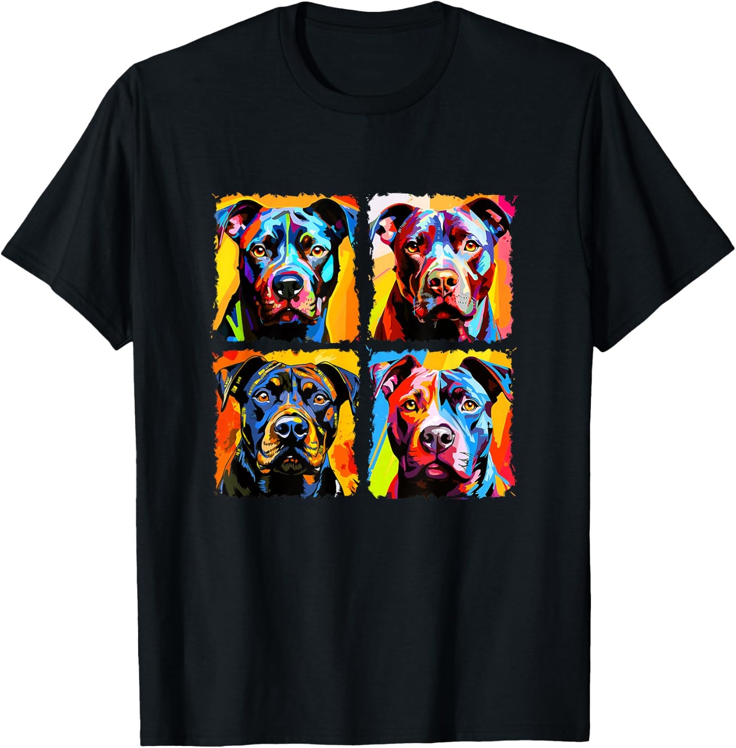 Staffordshire Bull Terrier Pop Art Colorful Drawing Staffie T-Shirt - T-Shirt | Black