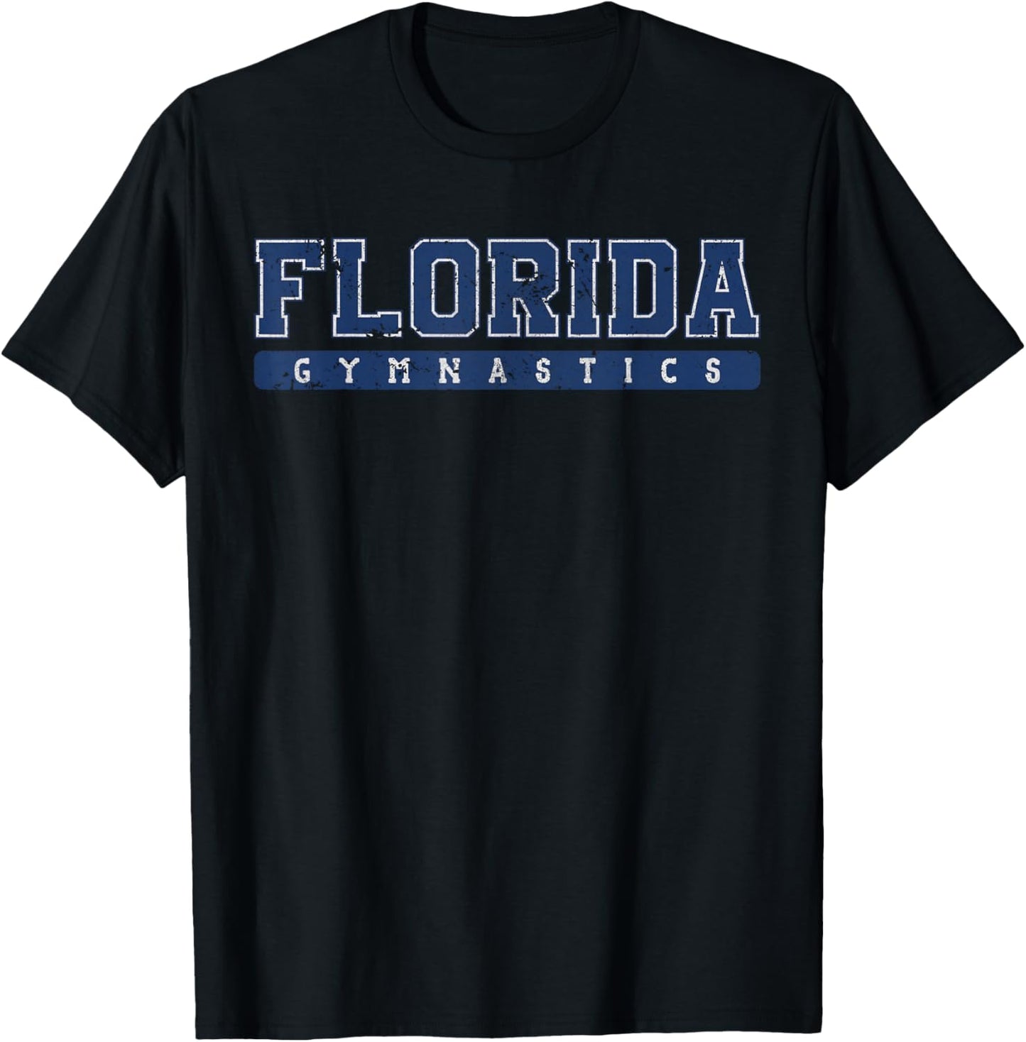 Florida Gymnastics Blue Vintage Text T-Shirt - T-Shirt | Black