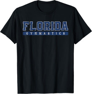 Florida Gymnastics Blue Vintage Text T-Shirt - T-Shirt | Black