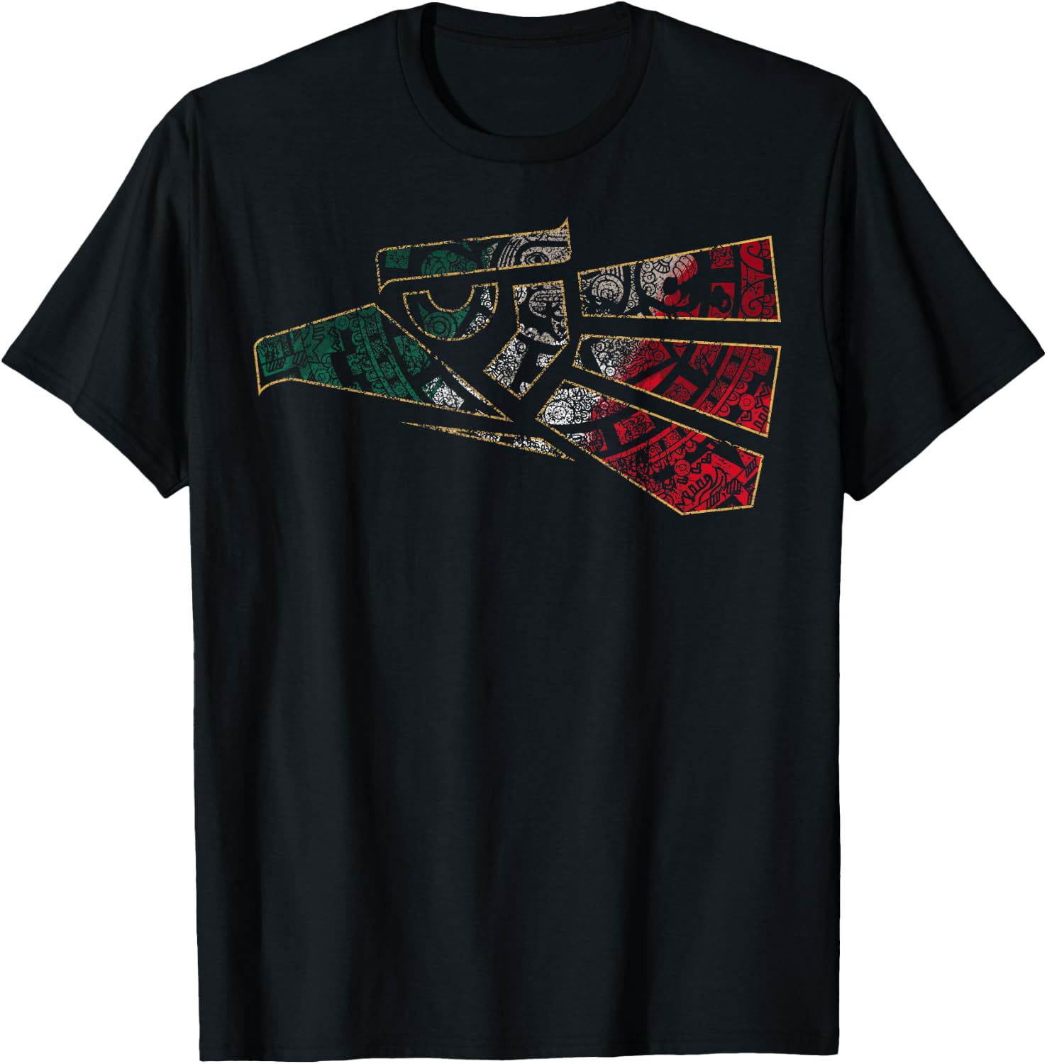Mexico Sacred Aztec Calendar Mexican Eagle Archeological T-Shirt - T-Shirt | Black