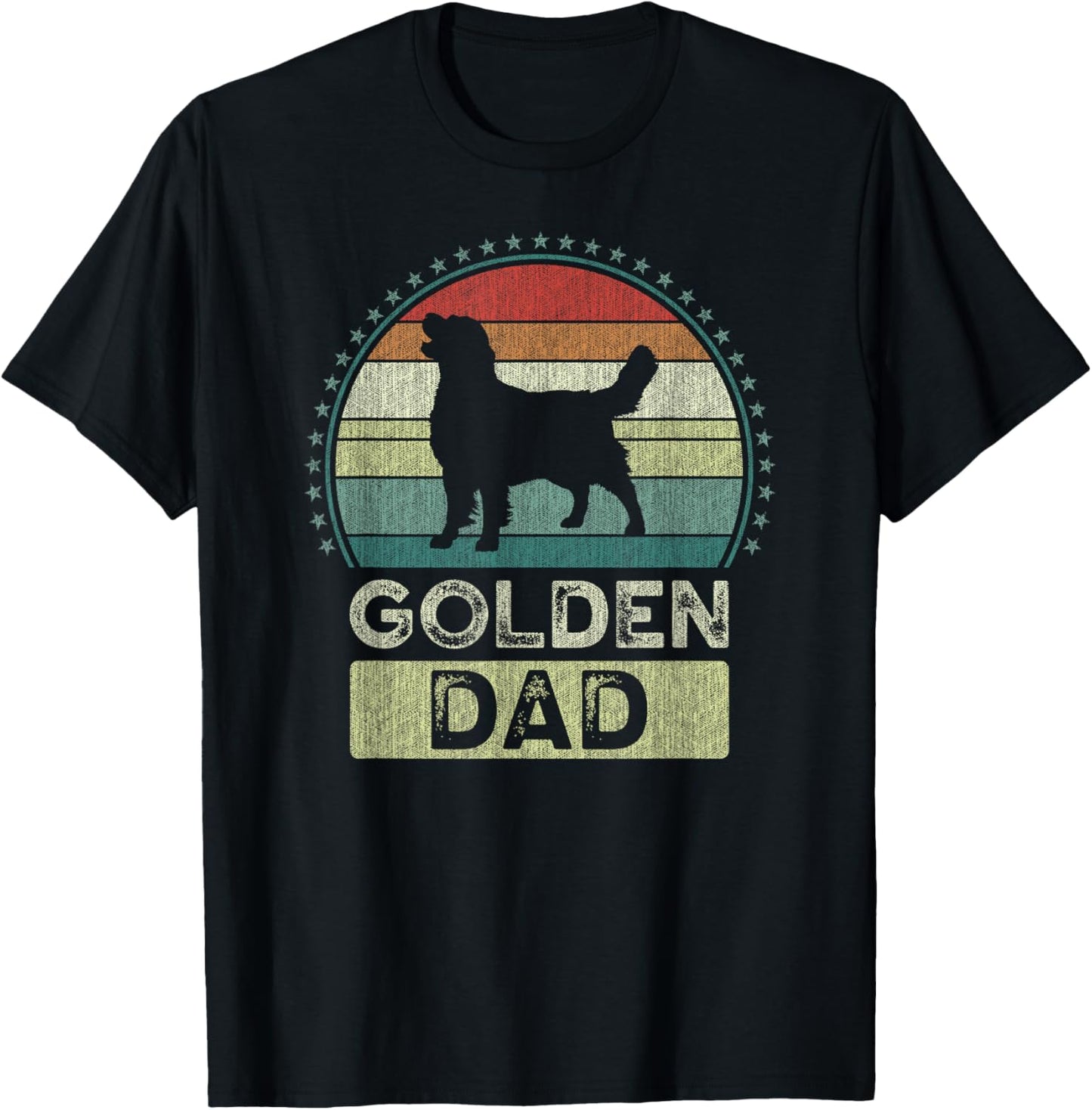 Golden Dad, Father's Day, Golden Retriever Daddy T-Shirt - T-Shirt | Black
