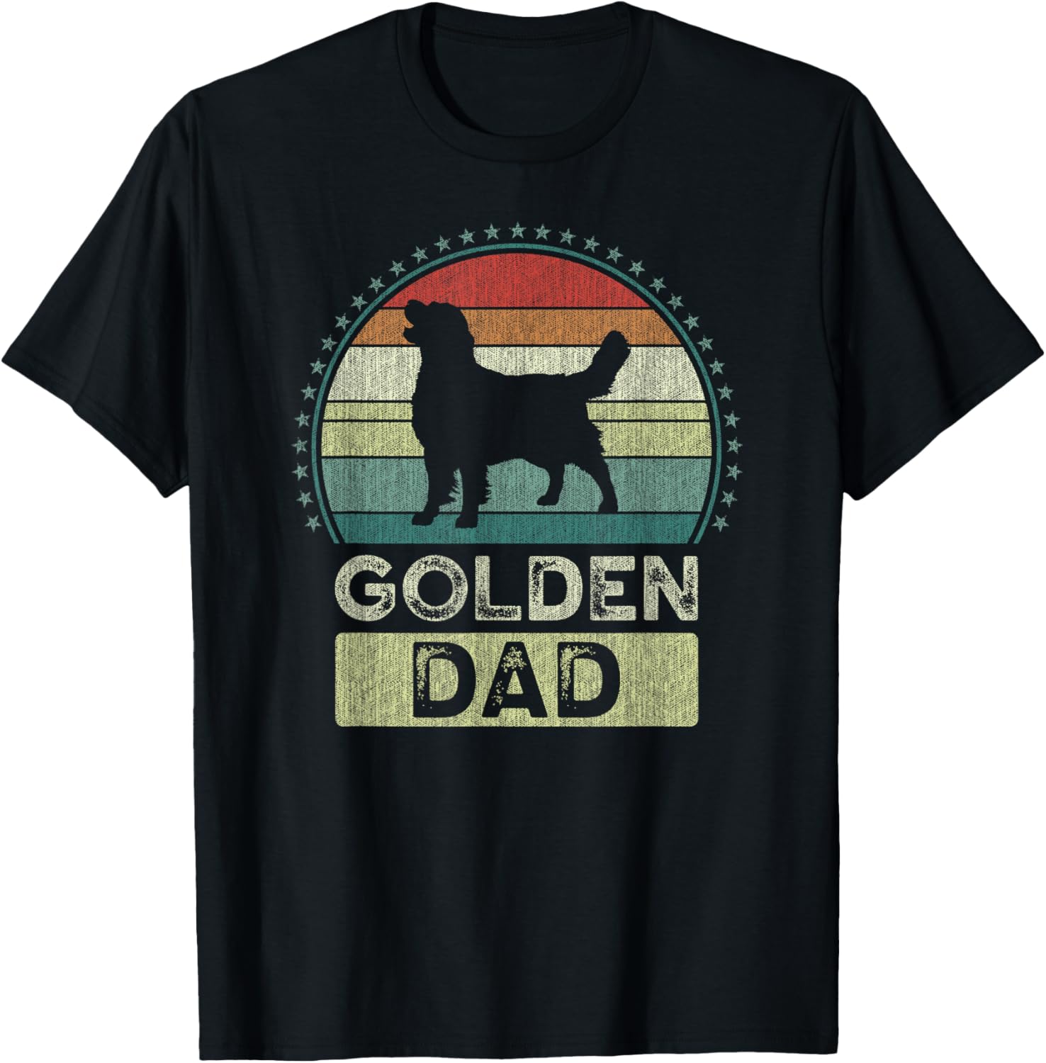 Golden Dad, Father's Day, Golden Retriever Daddy T-Shirt - T-Shirt | Black