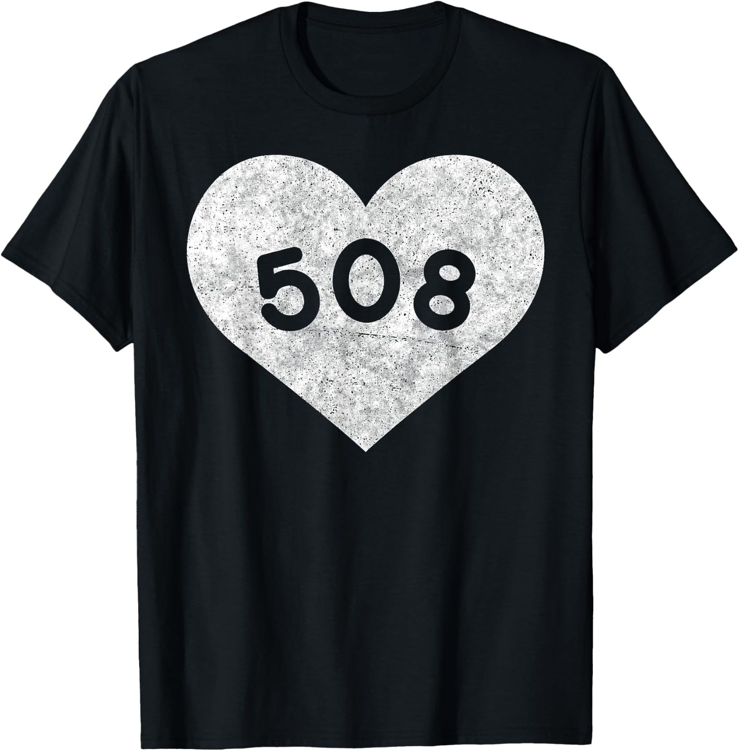 Massachusetts Area Code 508 Heart Shirt State Gift T-Shirt - T-Shirt | Black