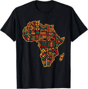 Cool Colorful Africa Map Men Women Kente African Lover T-Shirt - T-Shirt | Black