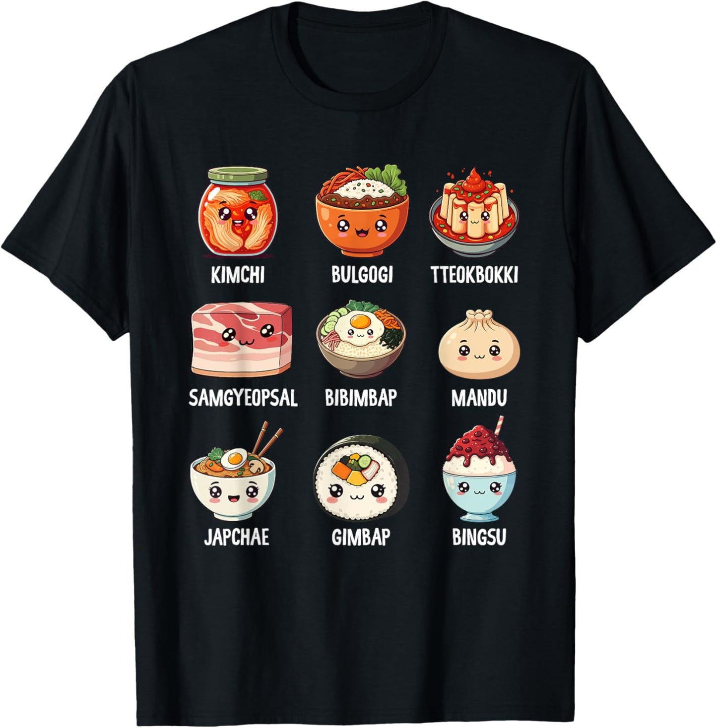Cute Korean Food Kawaii Design for Food Lovers T-Shirt - T-Shirt | Black