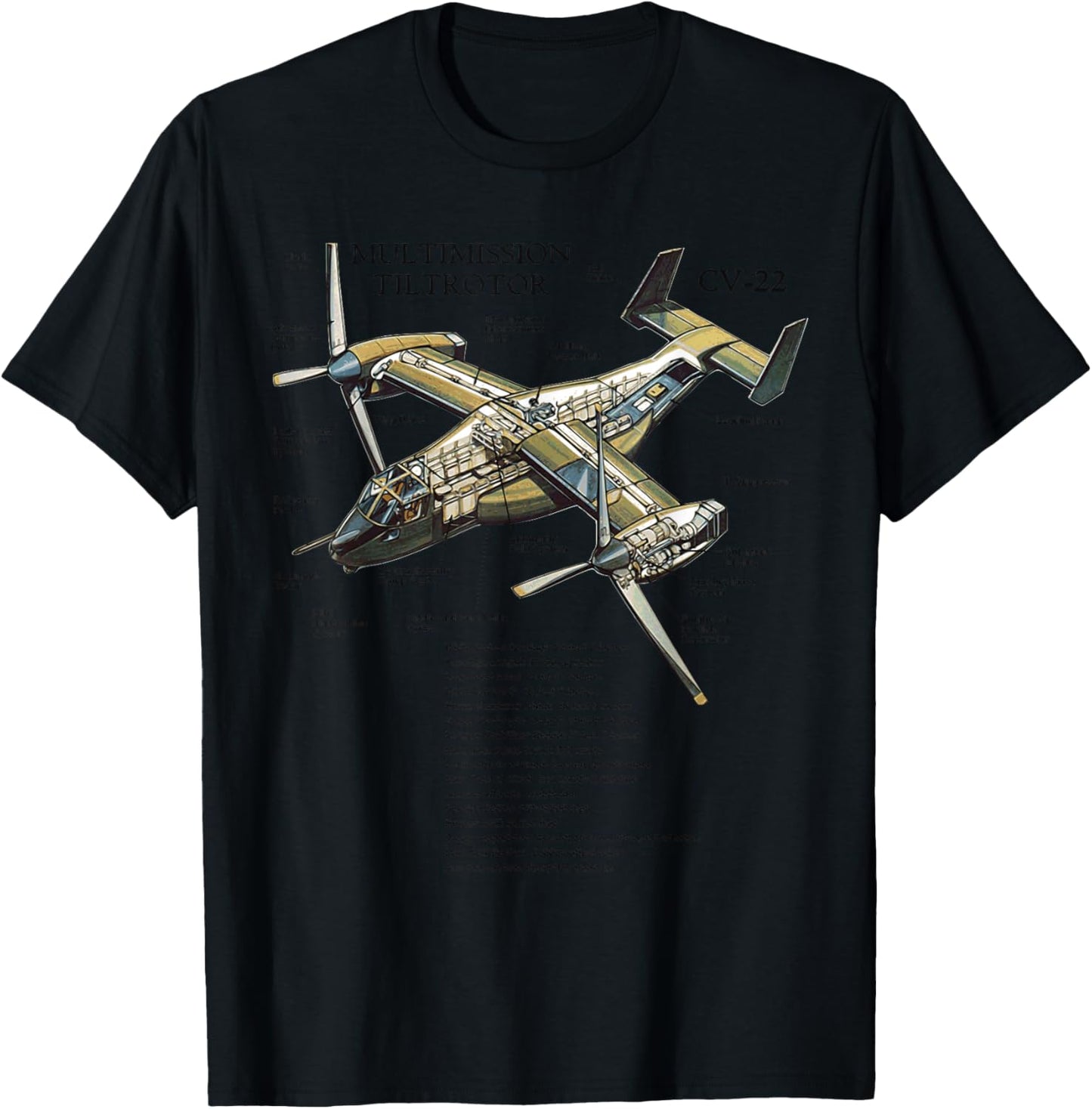 V-22 Osprey Aircraft US Military Helicopter T-Shirt - T-Shirt | Black