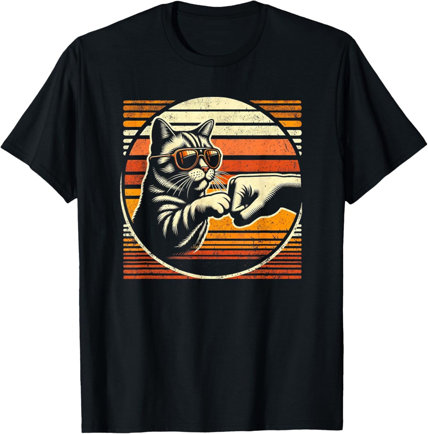 Vintage Cat Fist Bump And Best Cat Dad Ever Women Kids T-Shirt - T-Shirt | Black