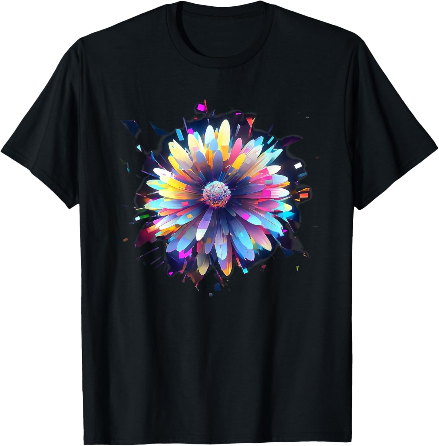Flowers, Daisy, Art, Color, Love, Cute, Abstract, Fashion T-Shirt - T-Shirt | Black
