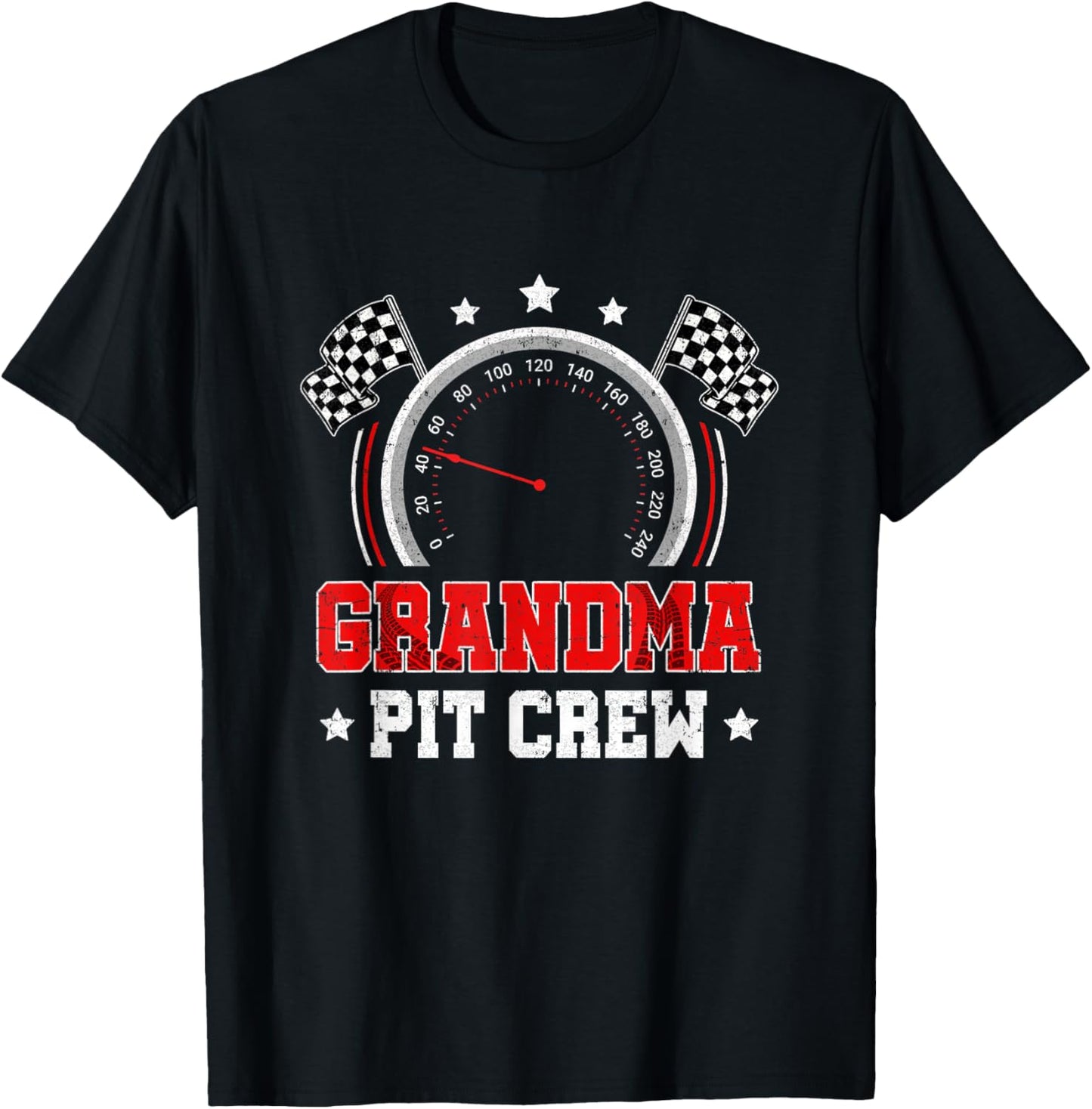 Grandma Pit Crew Race Car Birthday Party Racing Family T-Shirt - T-Shirt | Black