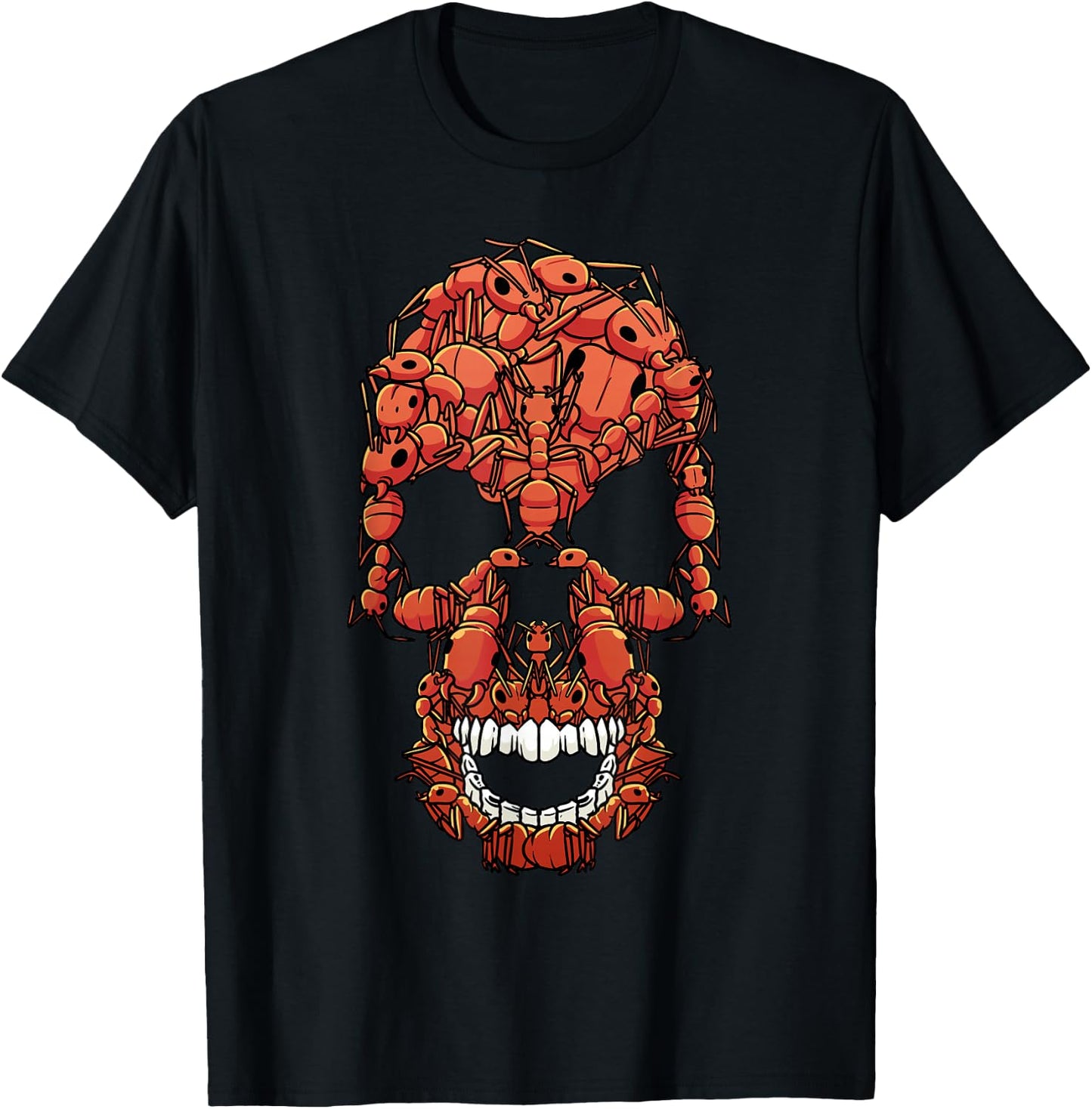Funny Red Fire Ant | Ant Skull T-Shirt - T-Shirt | Black