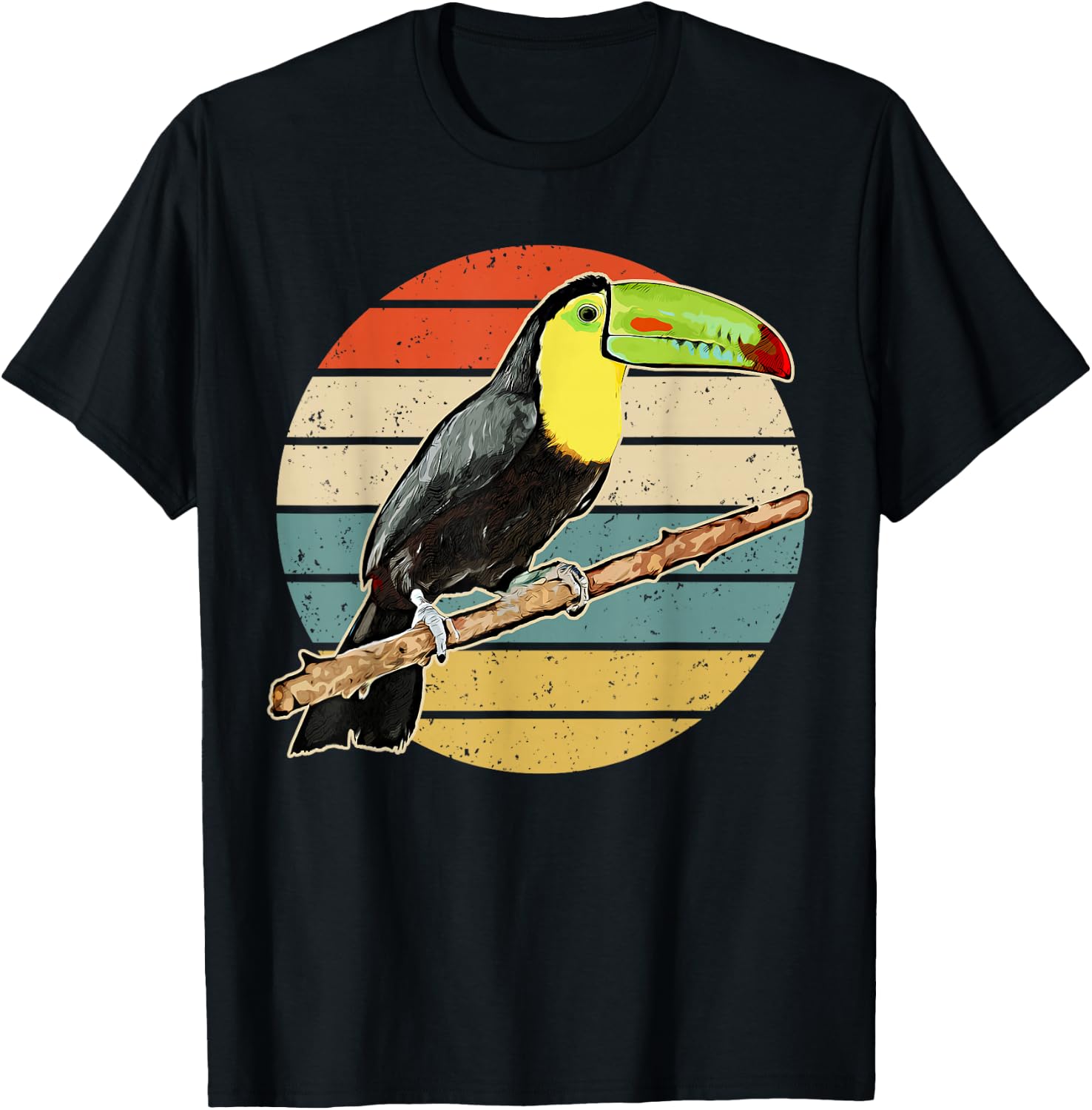 Retro Toucan Vintage Distressed Style Toucan T-Shirt - T-Shirt | Black
