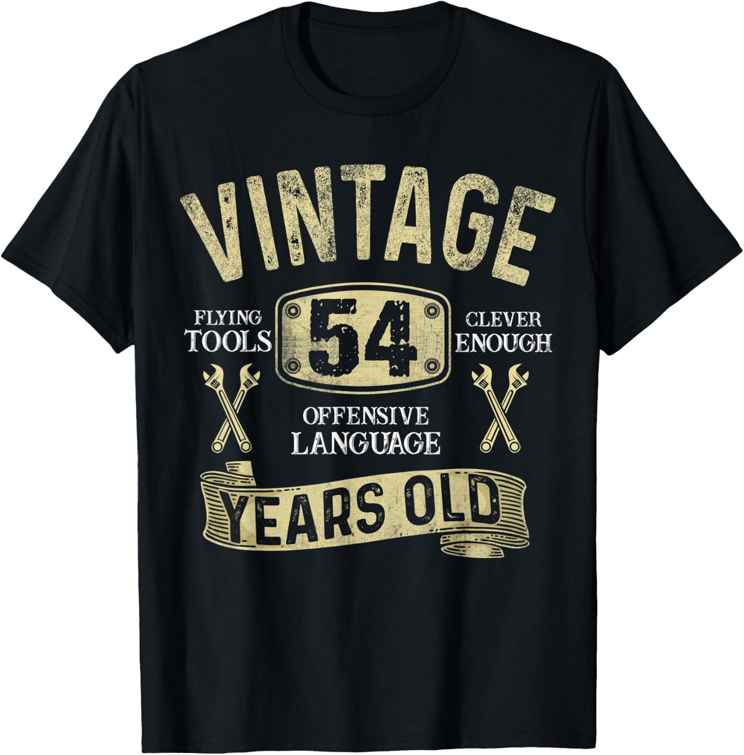 54th Birthday Vintage Mechanic Dad Men Turning 54 Years Old T-Shirt - T-Shirt | Black