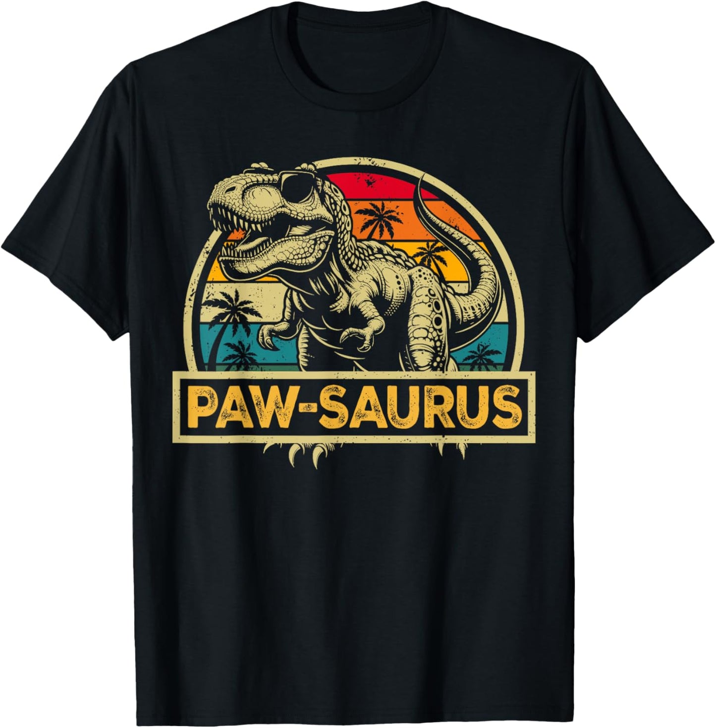 Paw-saurus T Rex Dinosaur Paw Saurus Family Matching T-Shirt - T-Shirt | Black