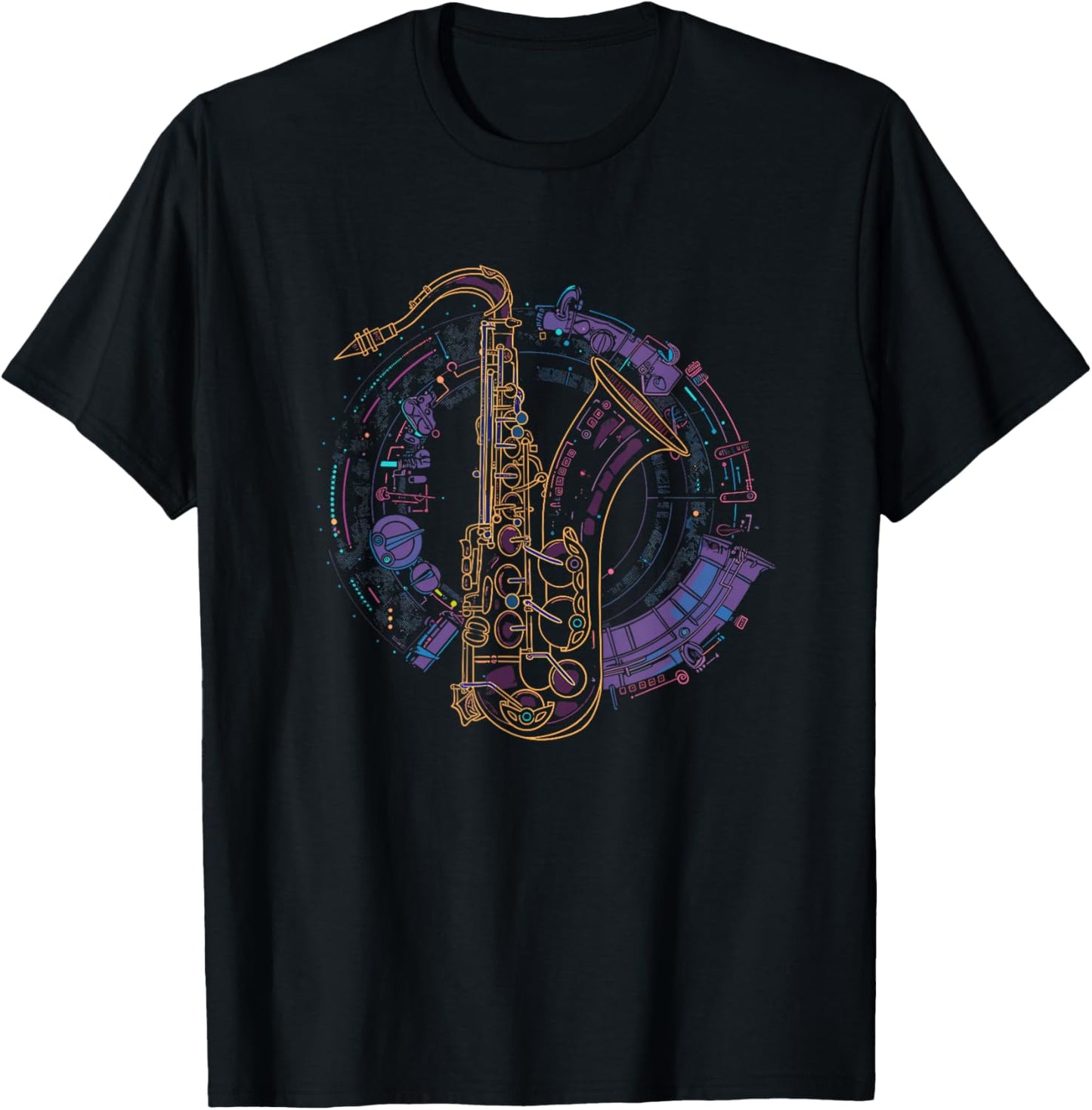 Saxophone Graphics Saxophone Player Saxophone Music T-Shirt - T-Shirt | Black