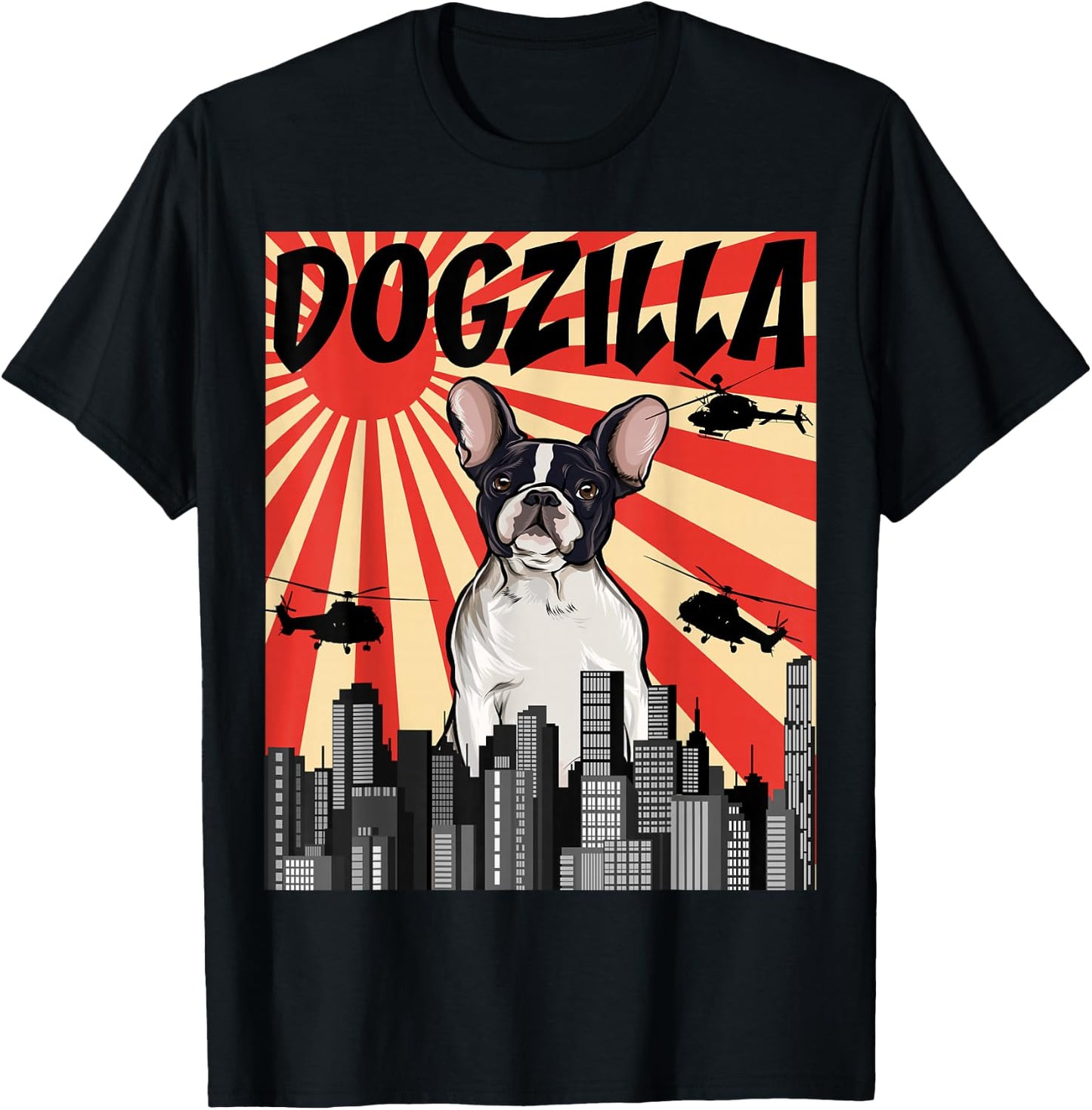 Funny Retro Japanese Dogzilla French Bulldog Women T-Shirt - T-Shirt | Black