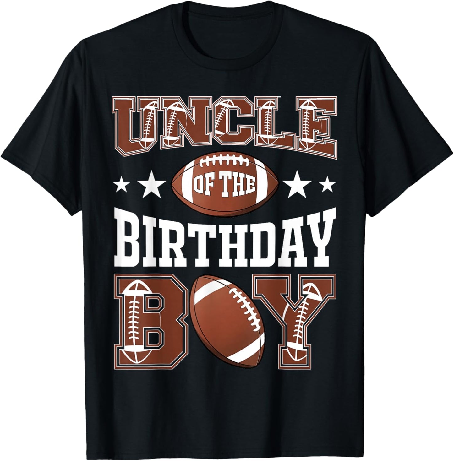 Uncle Of The Birthday Boy Football Game Day T-Shirt - T-Shirt | Black