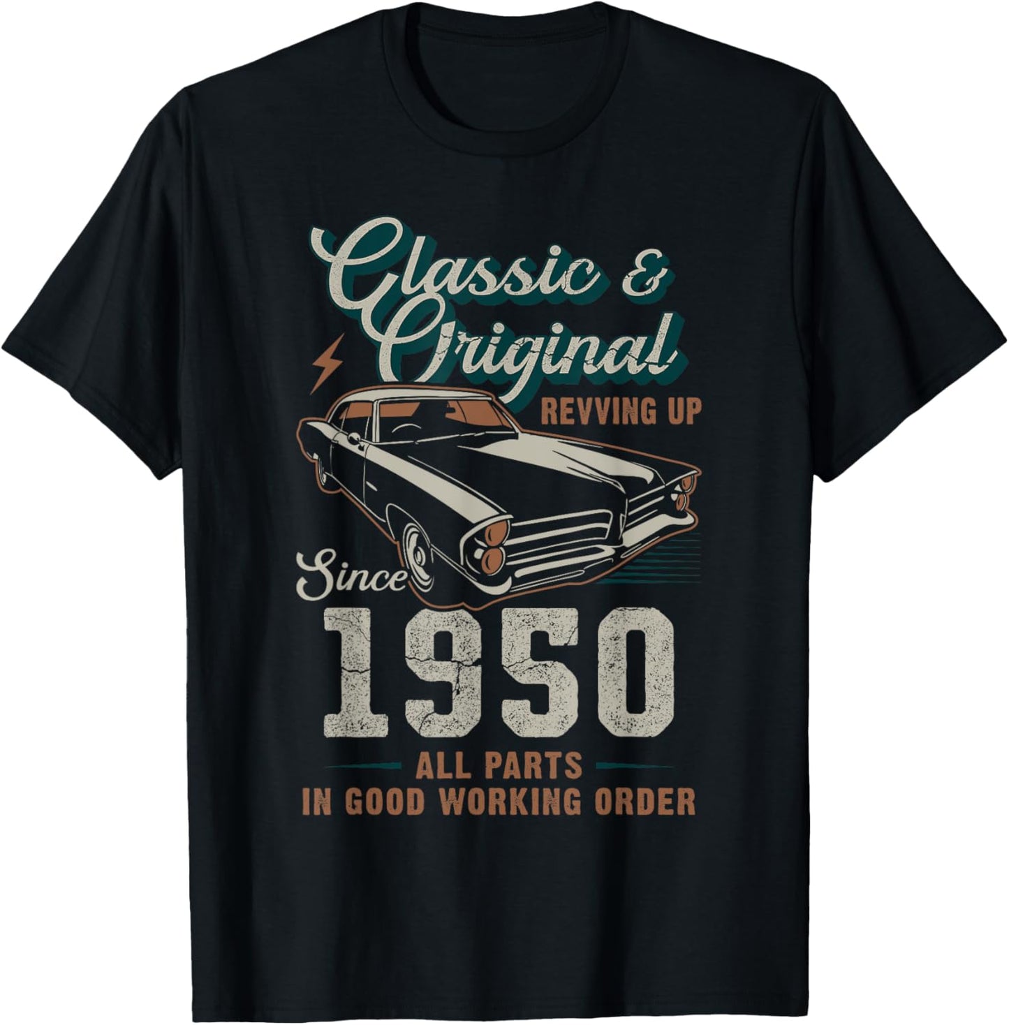 Born 1950 Vintage Classic Car 75th Birthday T-Shirt - T-Shirt | Black