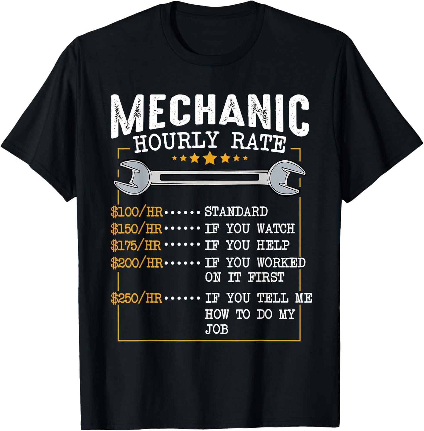 Mechanic Hourly Rate Car Mechatronics Engineer Profession Car Gift T-Shirt - T-Shirt | Black